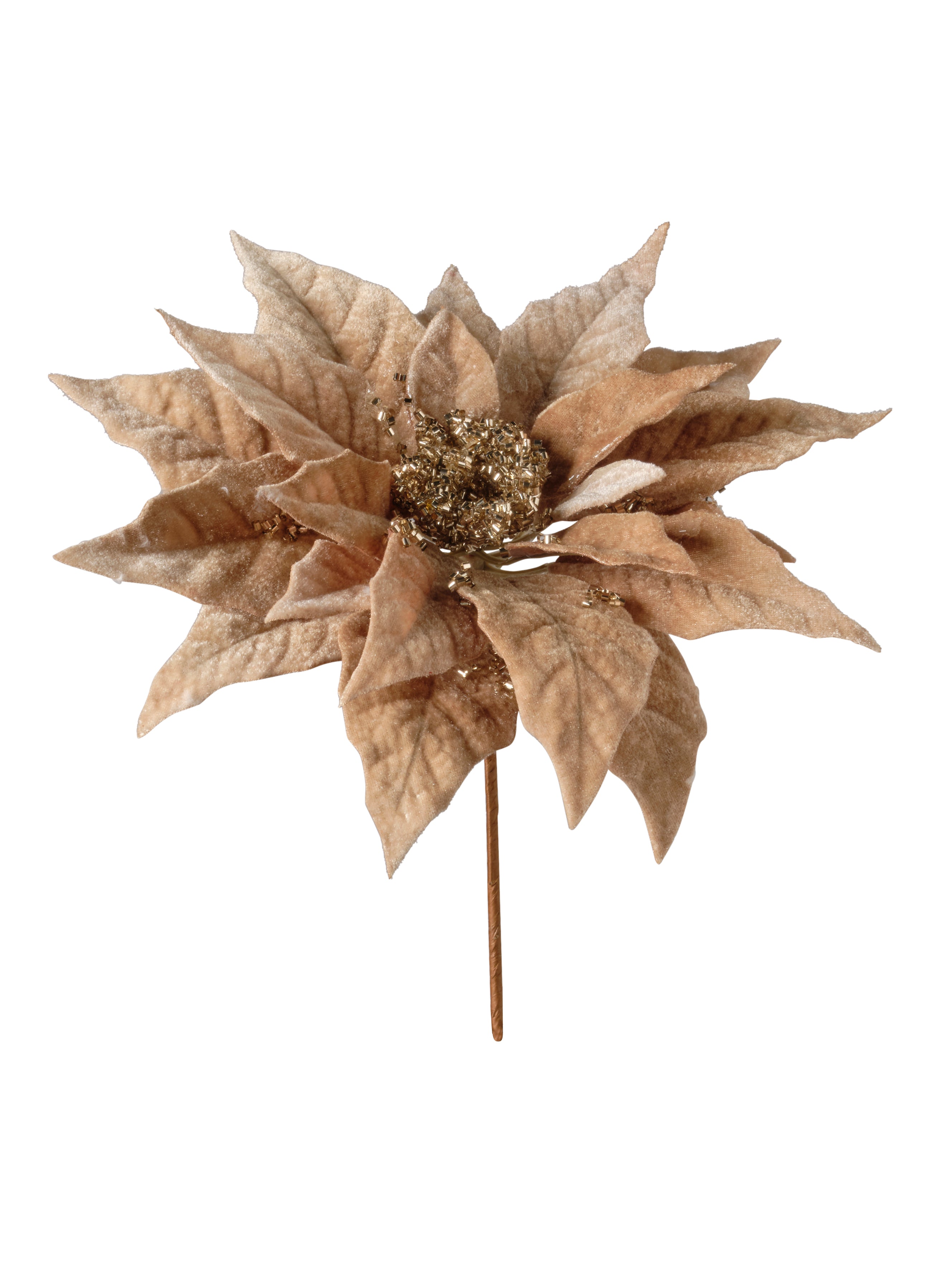 Feuillazur Rungis Poinsettia sur tige fleur artificielle rouge paillettes 20 cm