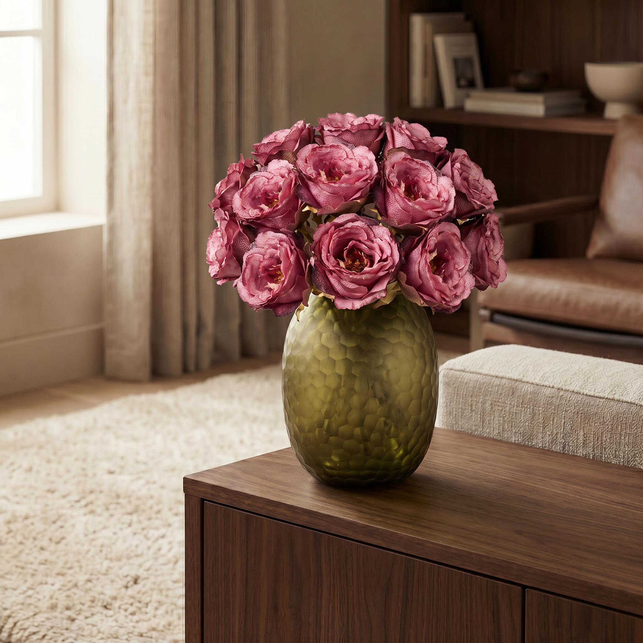 Sia Home Leslie Rose fermée artificielle marron 55 cm