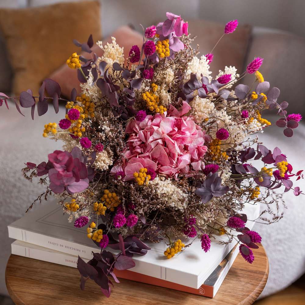Flowrette Fleurs séchées Bouquet Edgar bouquet séché fuchsia