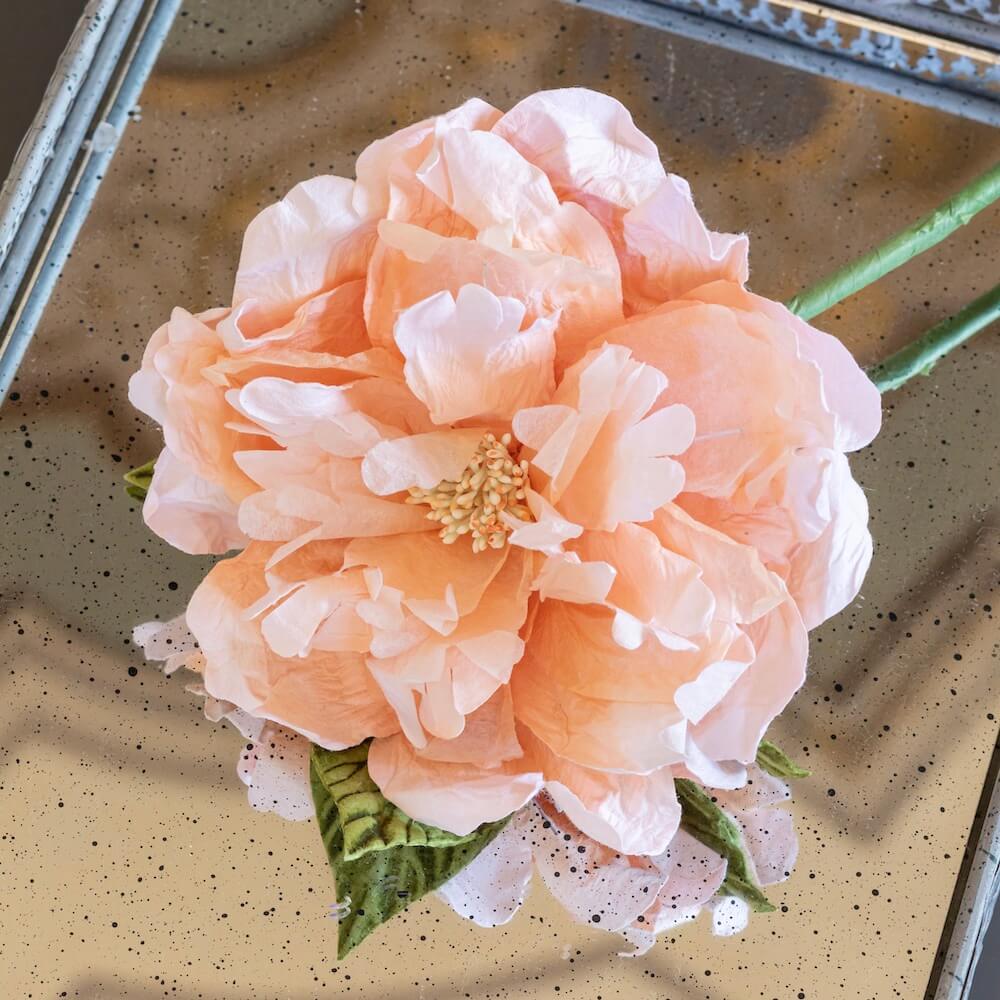 Flowrette Fleurs en papier Pivoine orange corail fleur x1