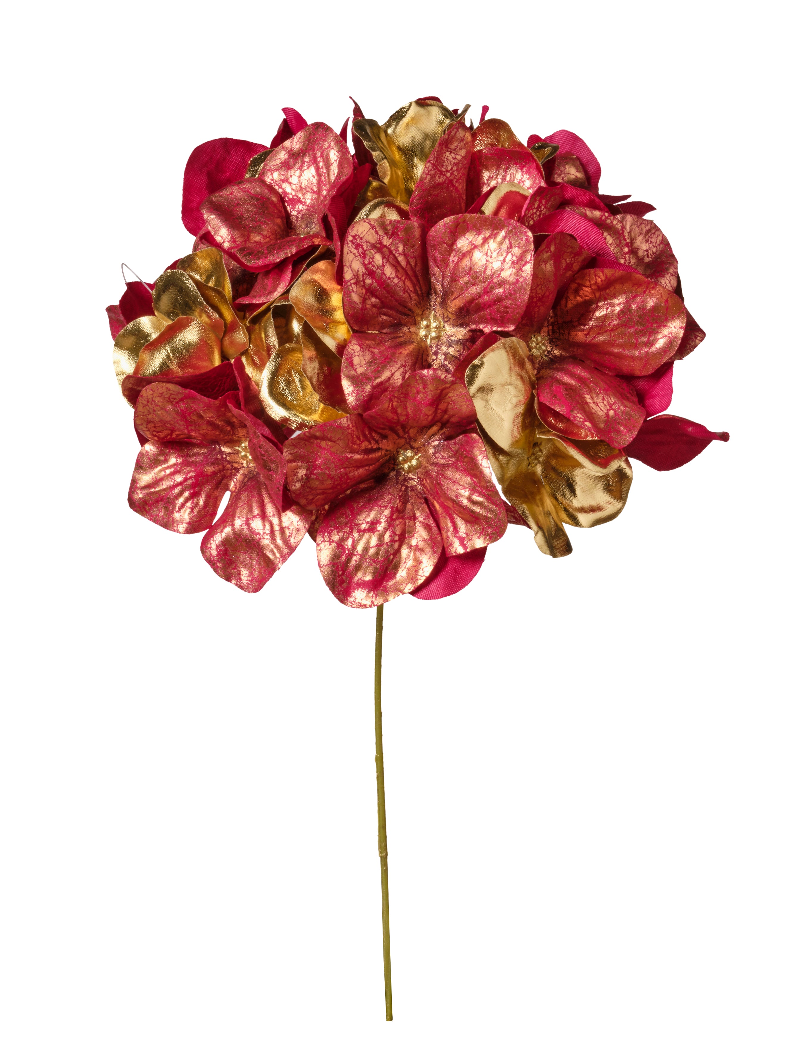 Feuillazur Rungis Hortensia Métallique Rouge 25cm Fleur