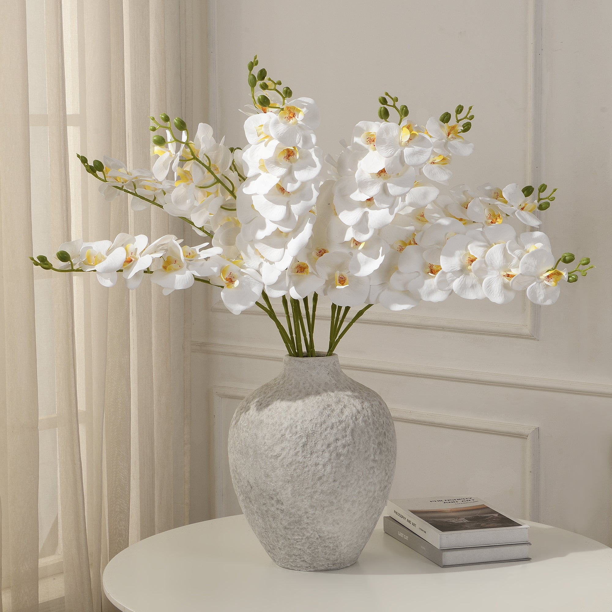 Sia Home Tiges de Fleurs Orchidée 90 cm tige blanc et jaune
