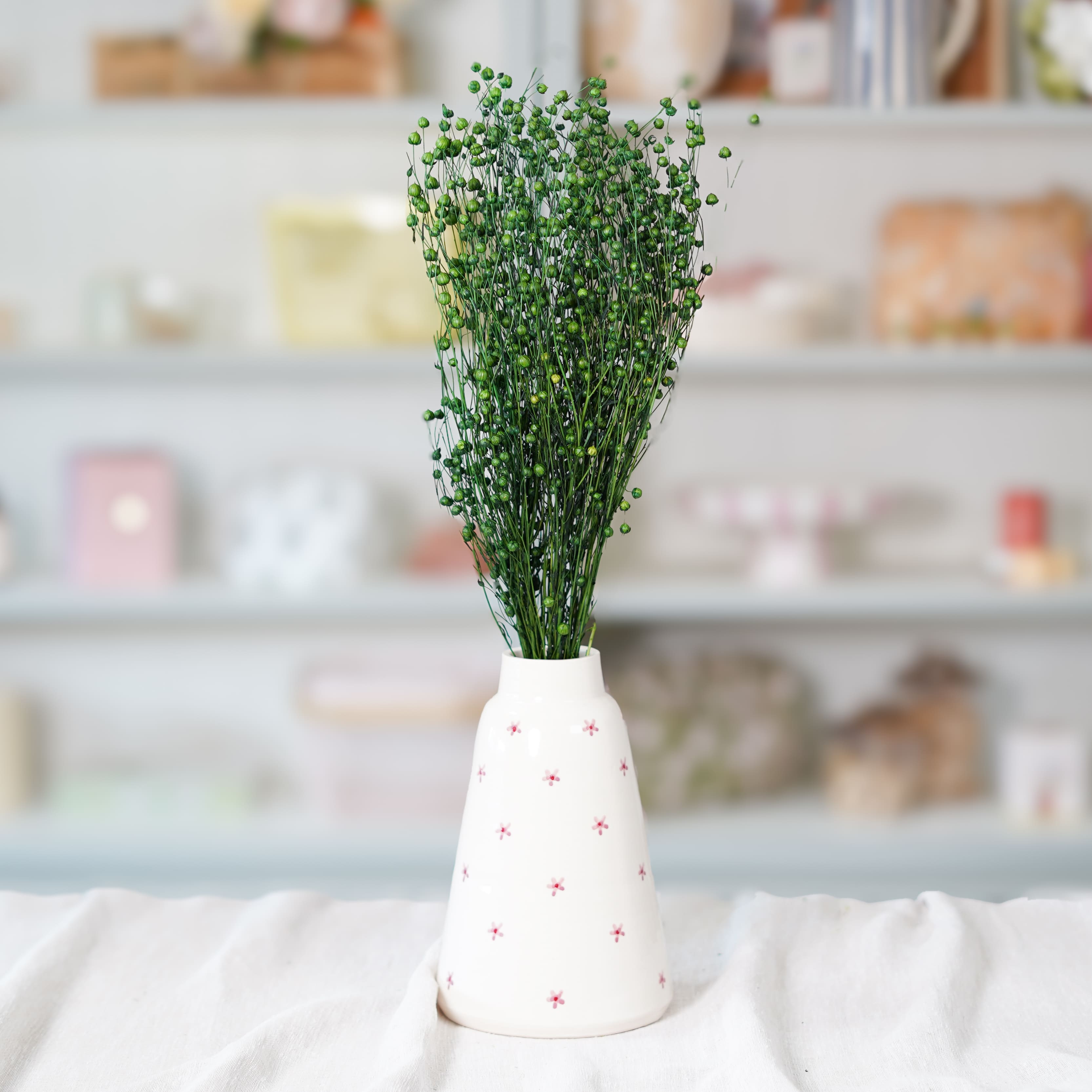 Flowrette Lin vert foncé fleurs séchées botte x1