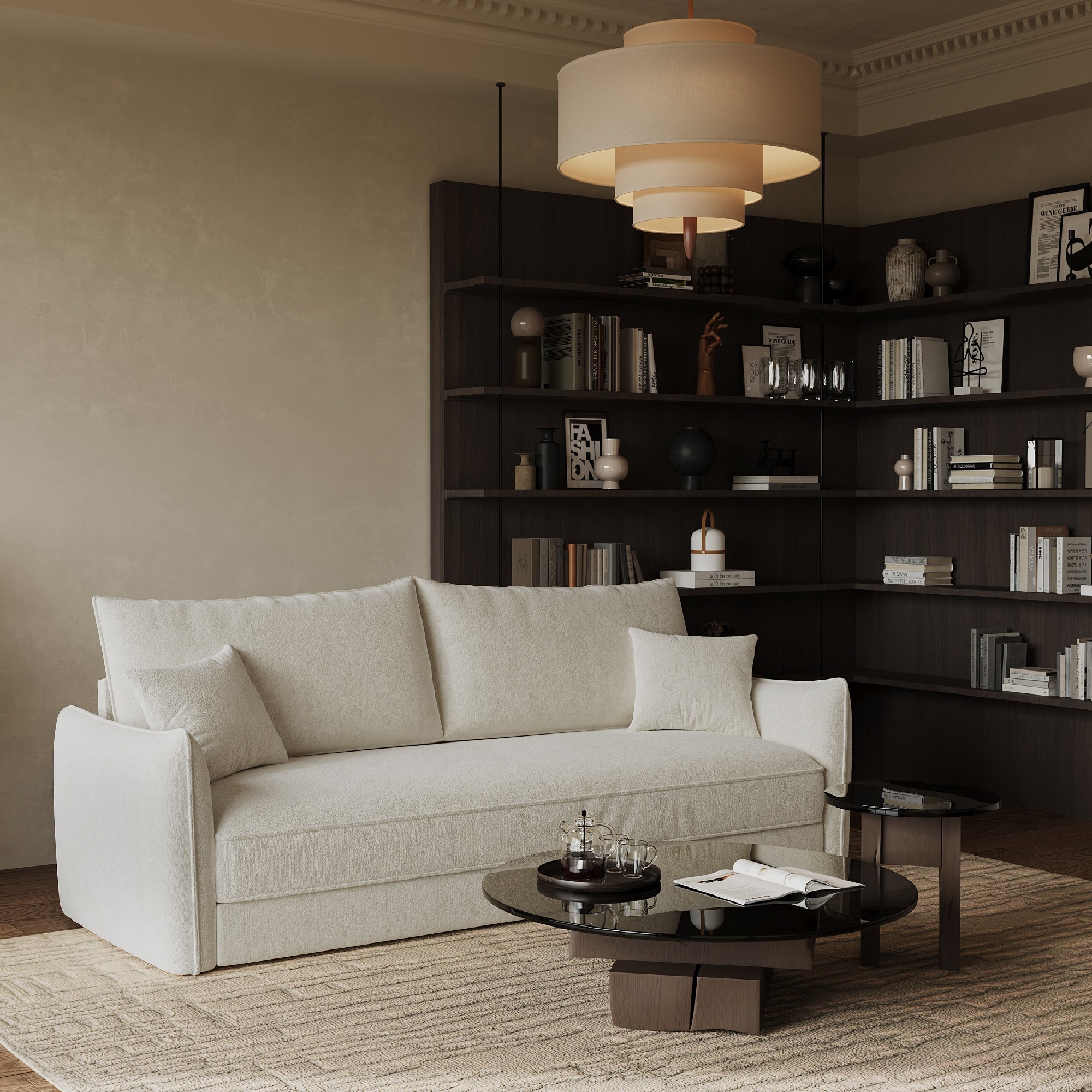 Sia Plume canapé convertible crème couchage ressorts