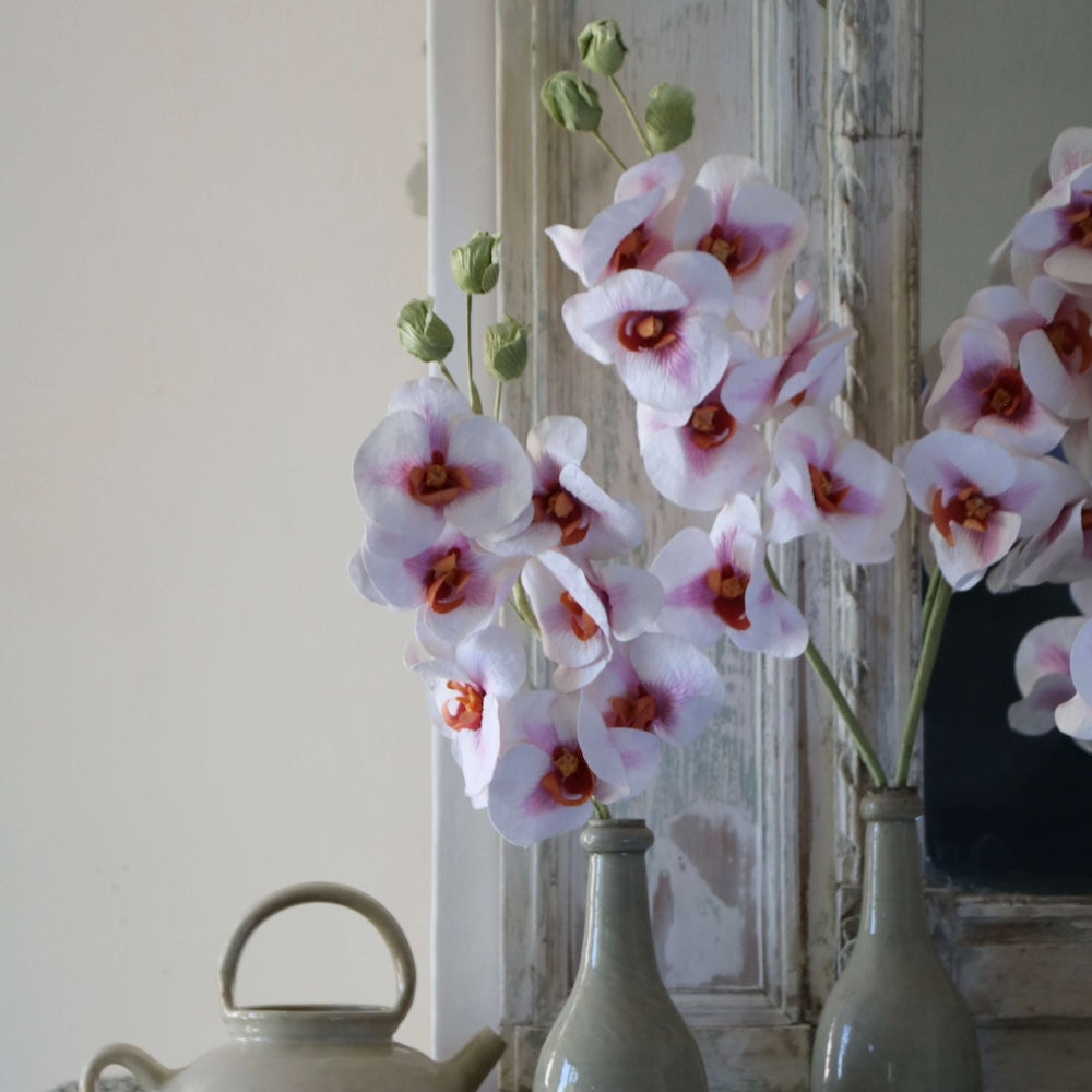 Flowrette Orchidée Papillon fleur papier rose blanc x1