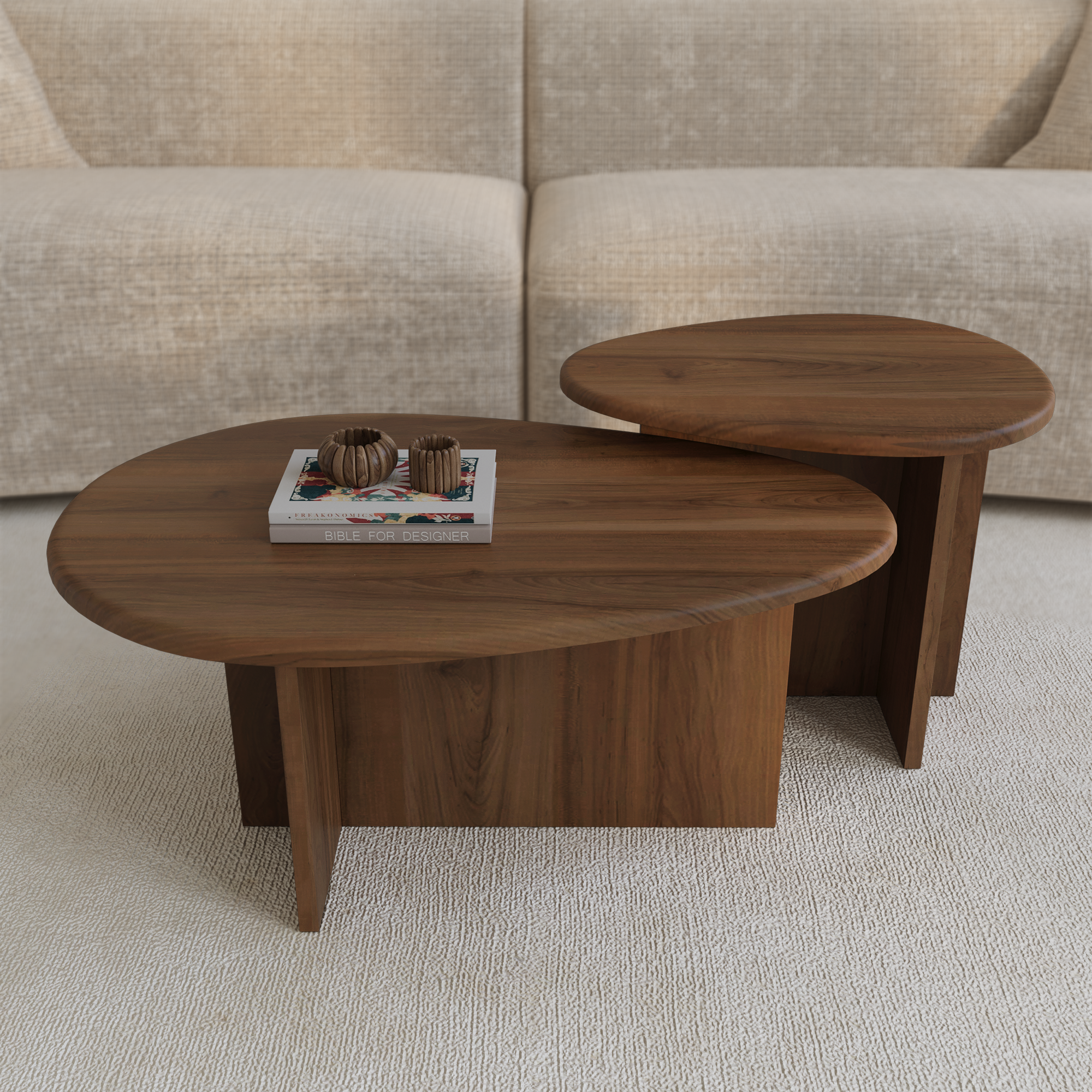 Sia Home Tables Cedra lot 2 tables basses noyer