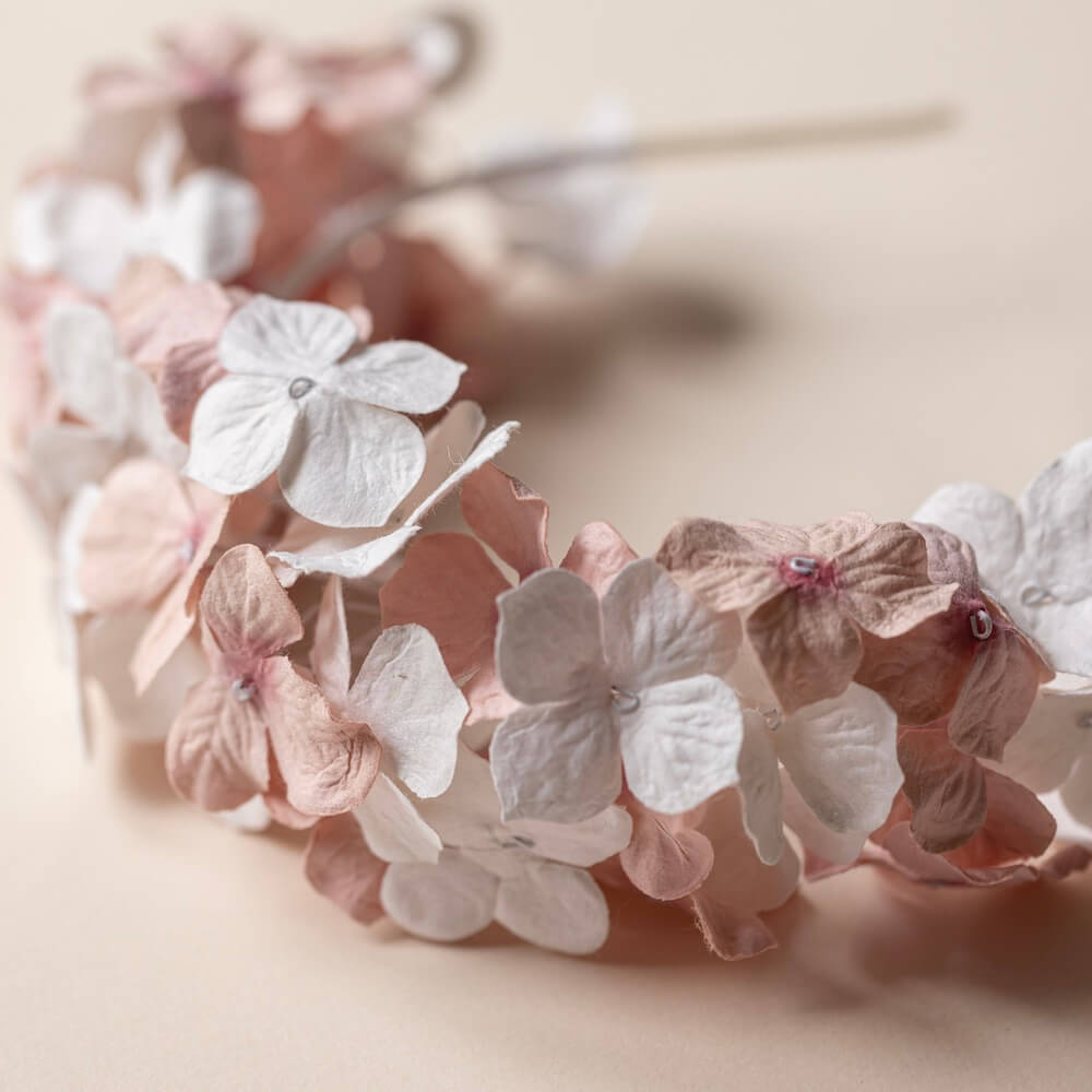 Flowrette Serre tête papier blanc rose serre tête taille L