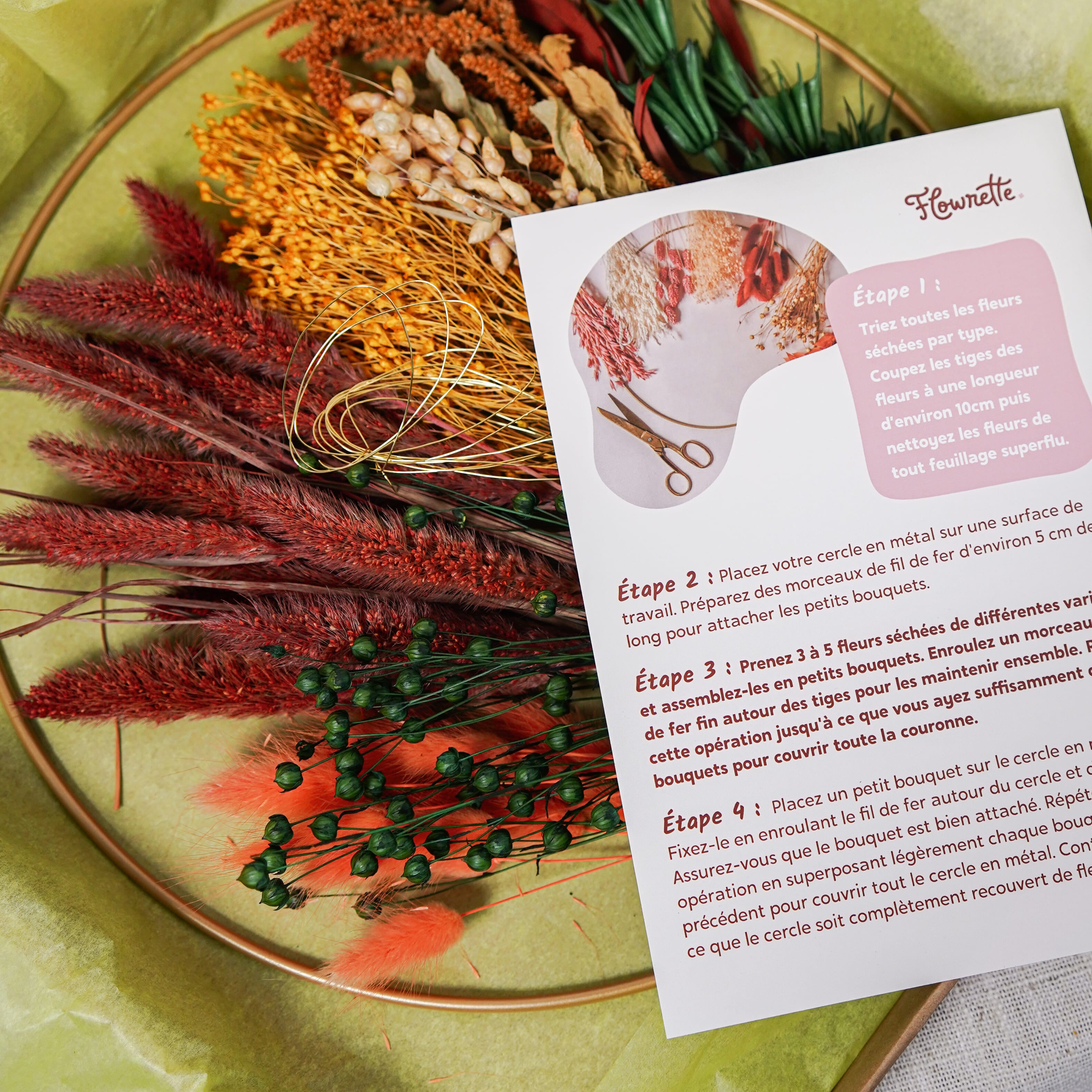 Flowrette Verlaine kit DIY couronne murale fleurs séchées