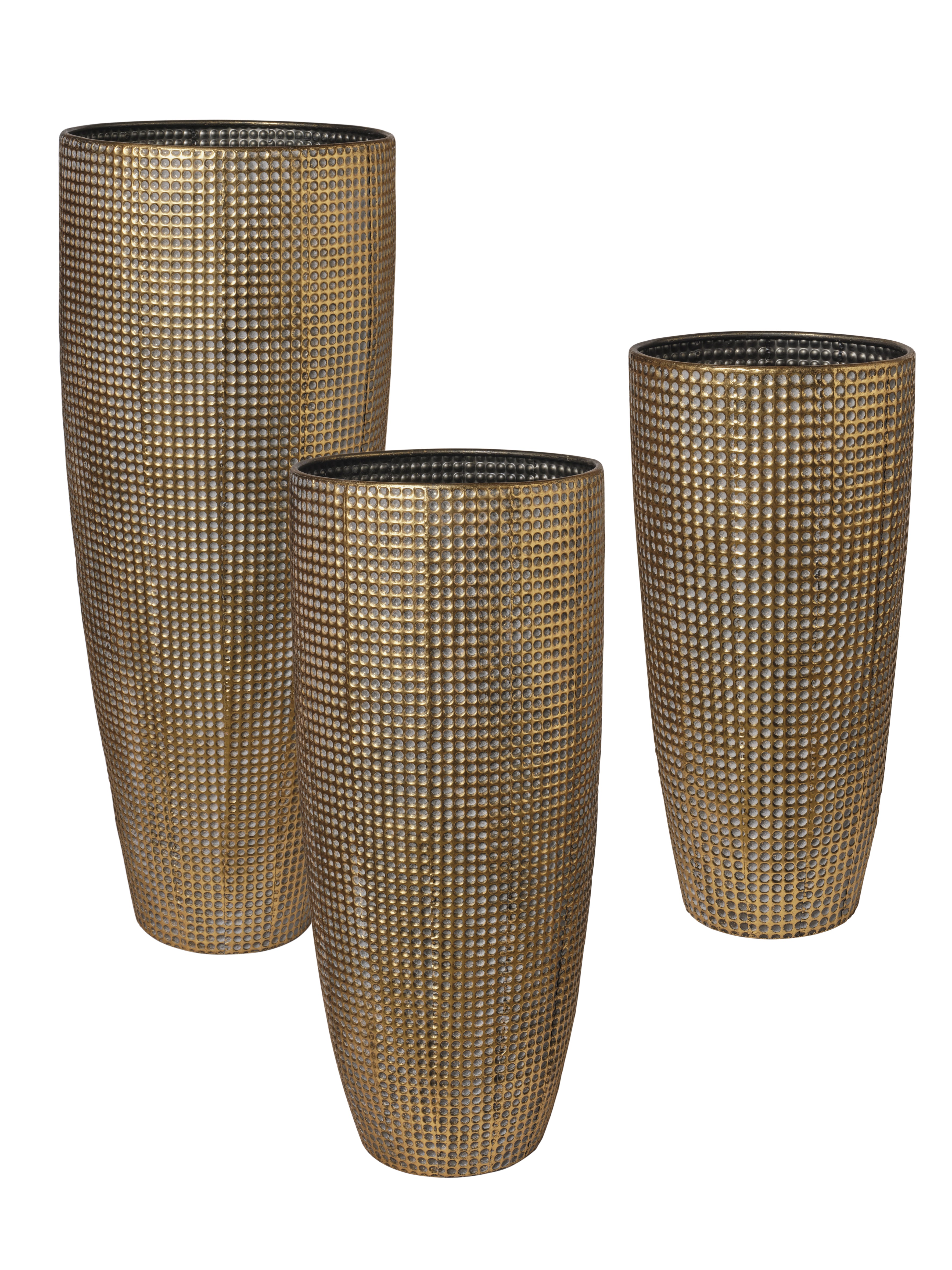 Feuillazur Rungis Lot de 3 vases doré motif 38x95cm
