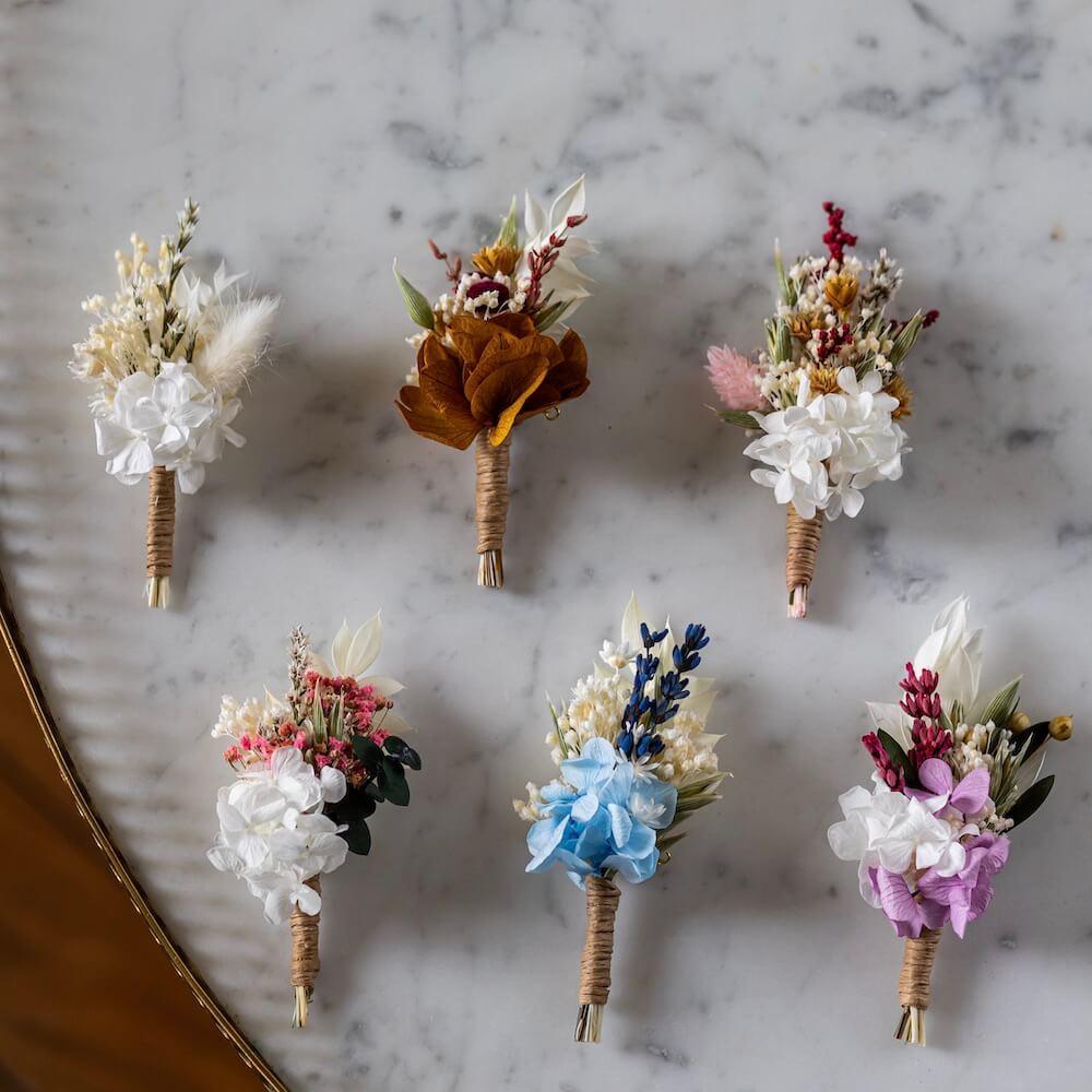 Flowrette Bijoux Boutonnière Ombeline mariage séchée