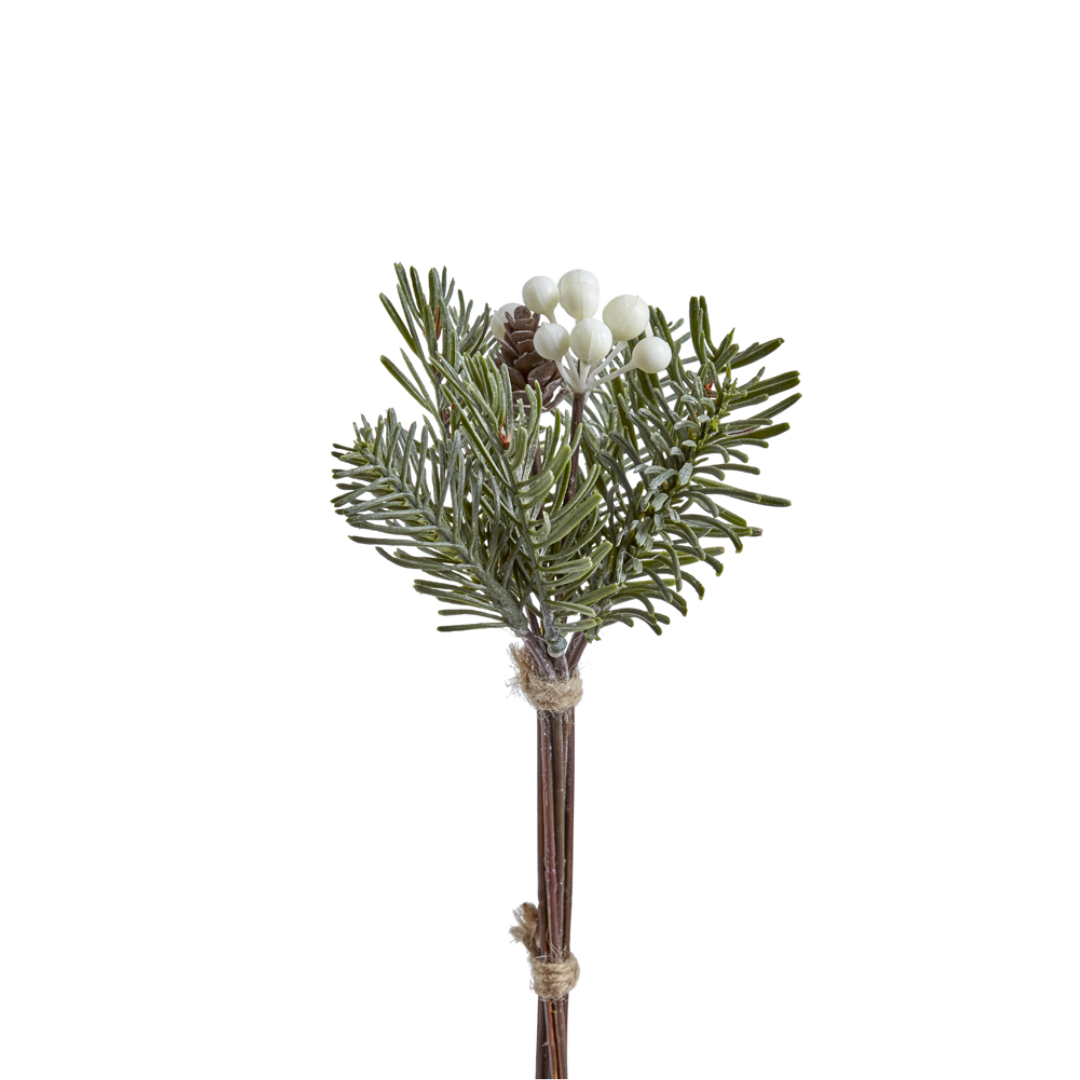 Sia Home Pin et Baies bouquet artificiel 19 cm argenté rouge blanc