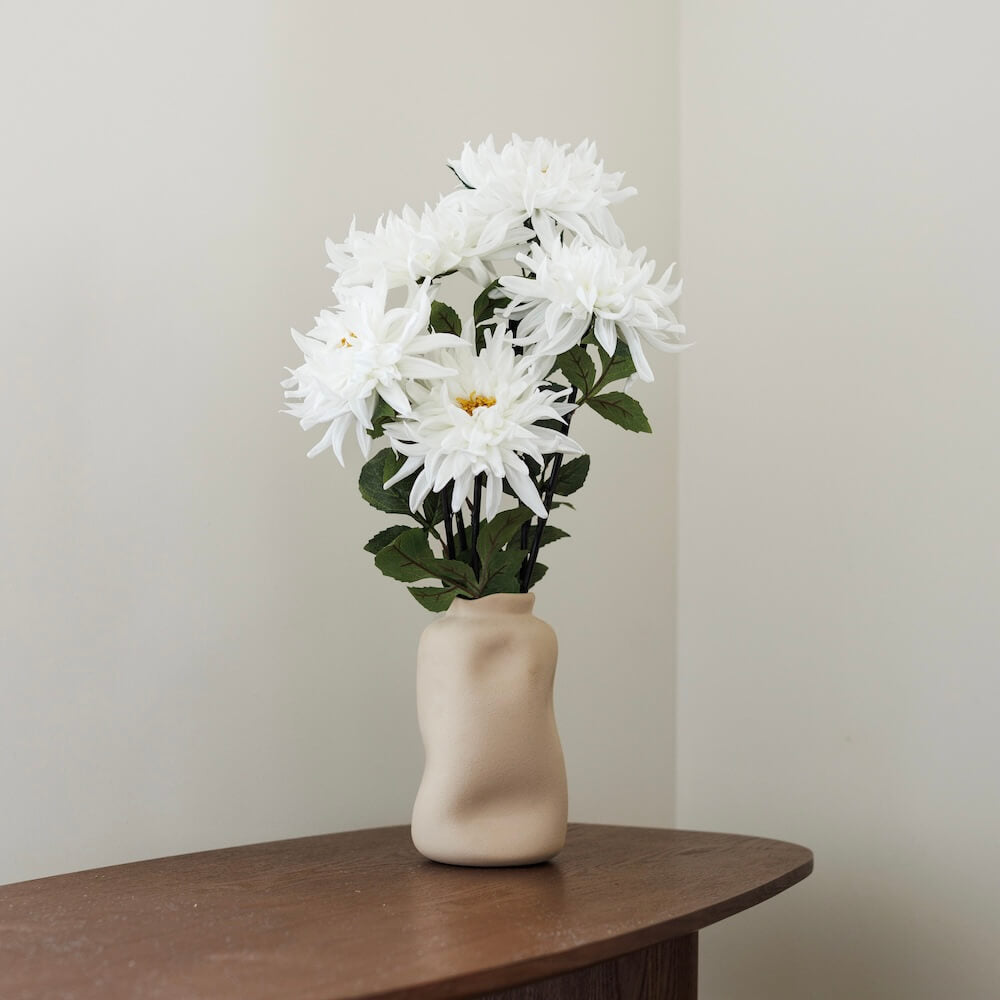 Flowrette Dahlia blanc fleur artificielle x1 réaliste
