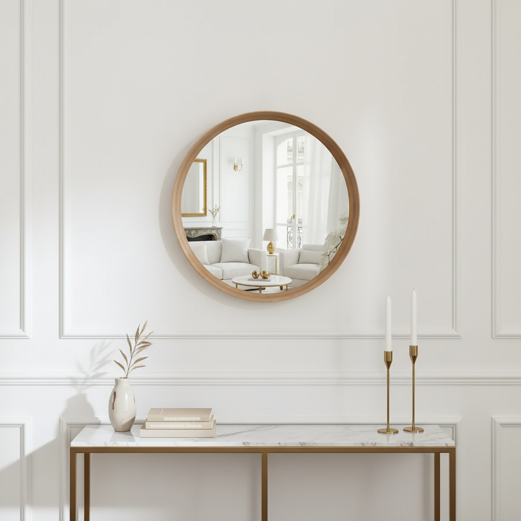 Sia Home Miroirs Lio 60 cm miroir rond beige