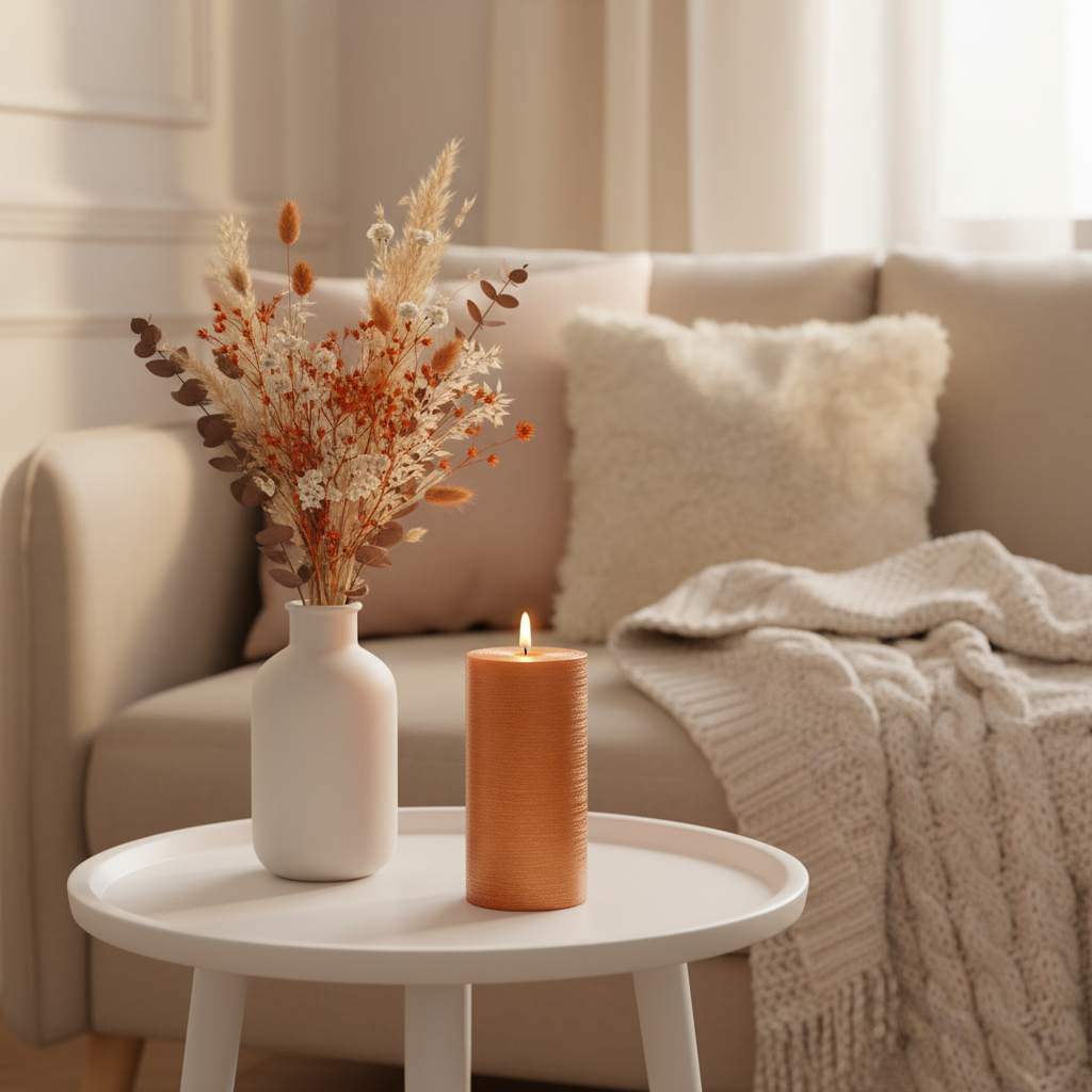 Sia Home Stripes L bougie doré 15 cm