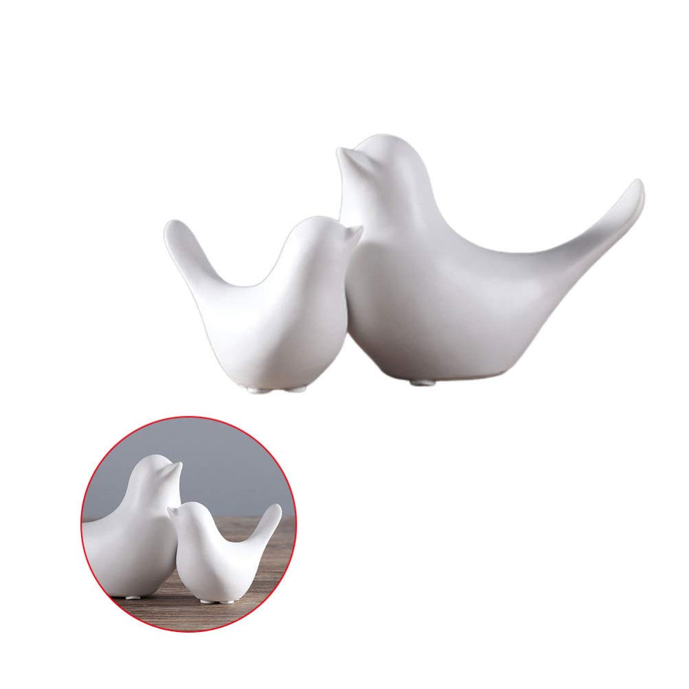 Winomo lot 2 oiseaux céramique blanche déco minimaliste
