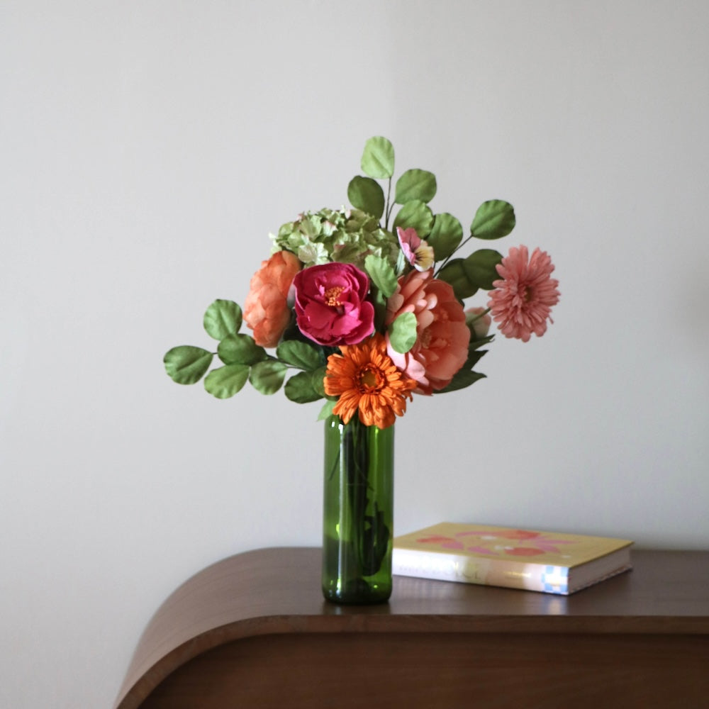 Flowrette Goya bouquet fleurs en papier pivoine gerbera orange rose