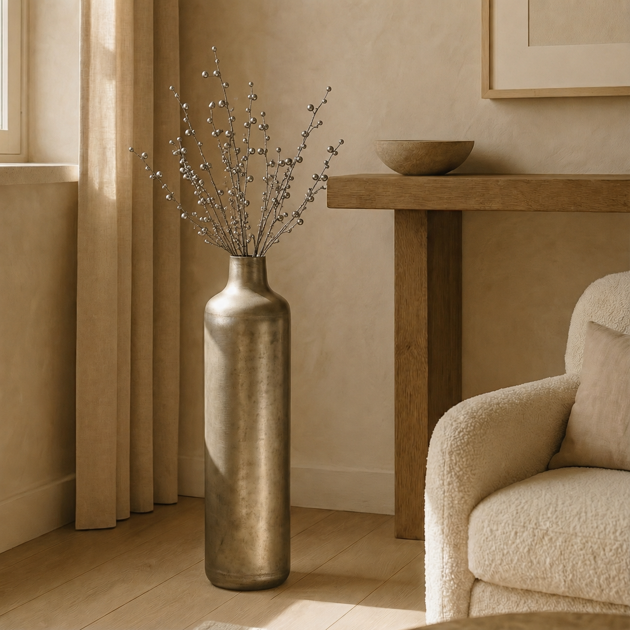 Sia Home Branche de Baies Effet Métallique 83 cm argenté