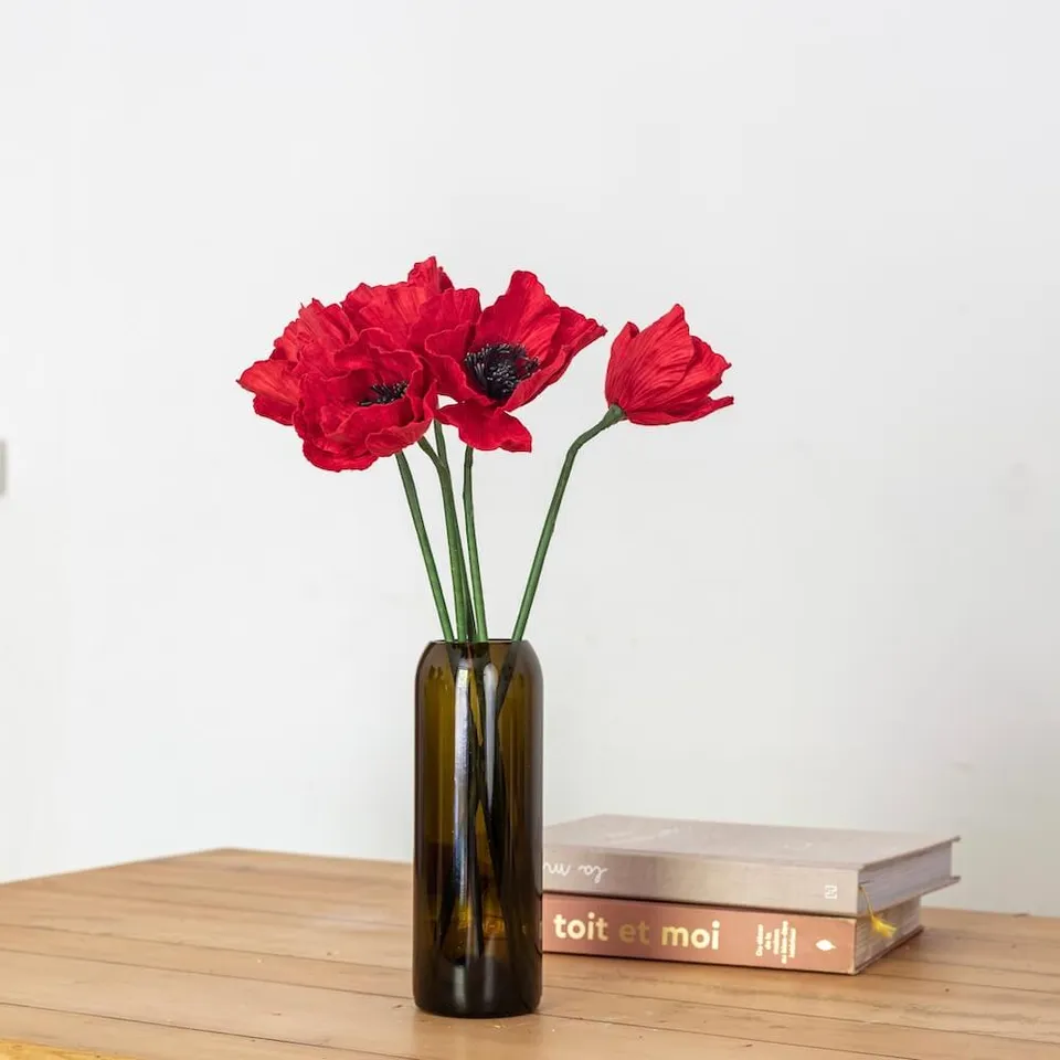 Flowrette Coquelicot en papier rouge fleur tige x1 éternelle