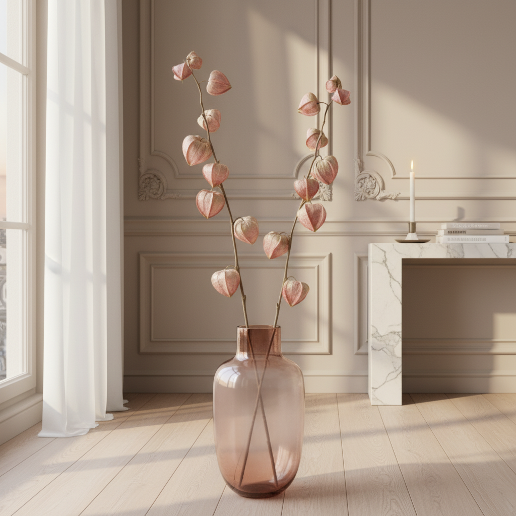 Sia Home Physalis Marly tige artificielle rose 54 cm