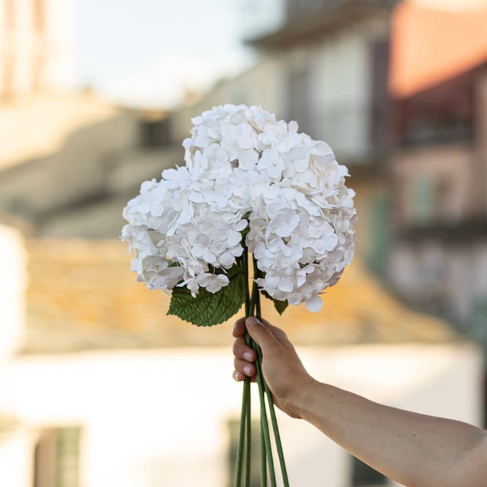 Flowrette Fleurs en papier Hortensia blanc fleur papier x1 durable