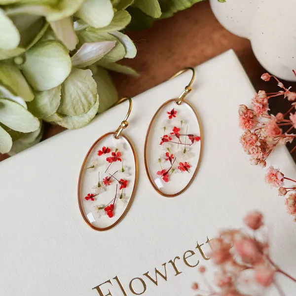 Flowrette Capucine boucles d'oreilles résine fleurs séchées