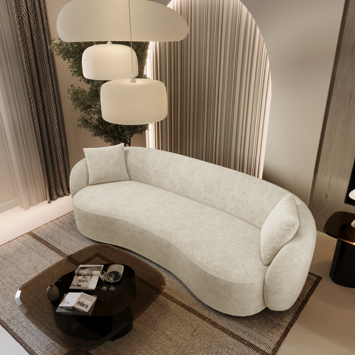 Sia Home Céline canapé crème courbes arrondies