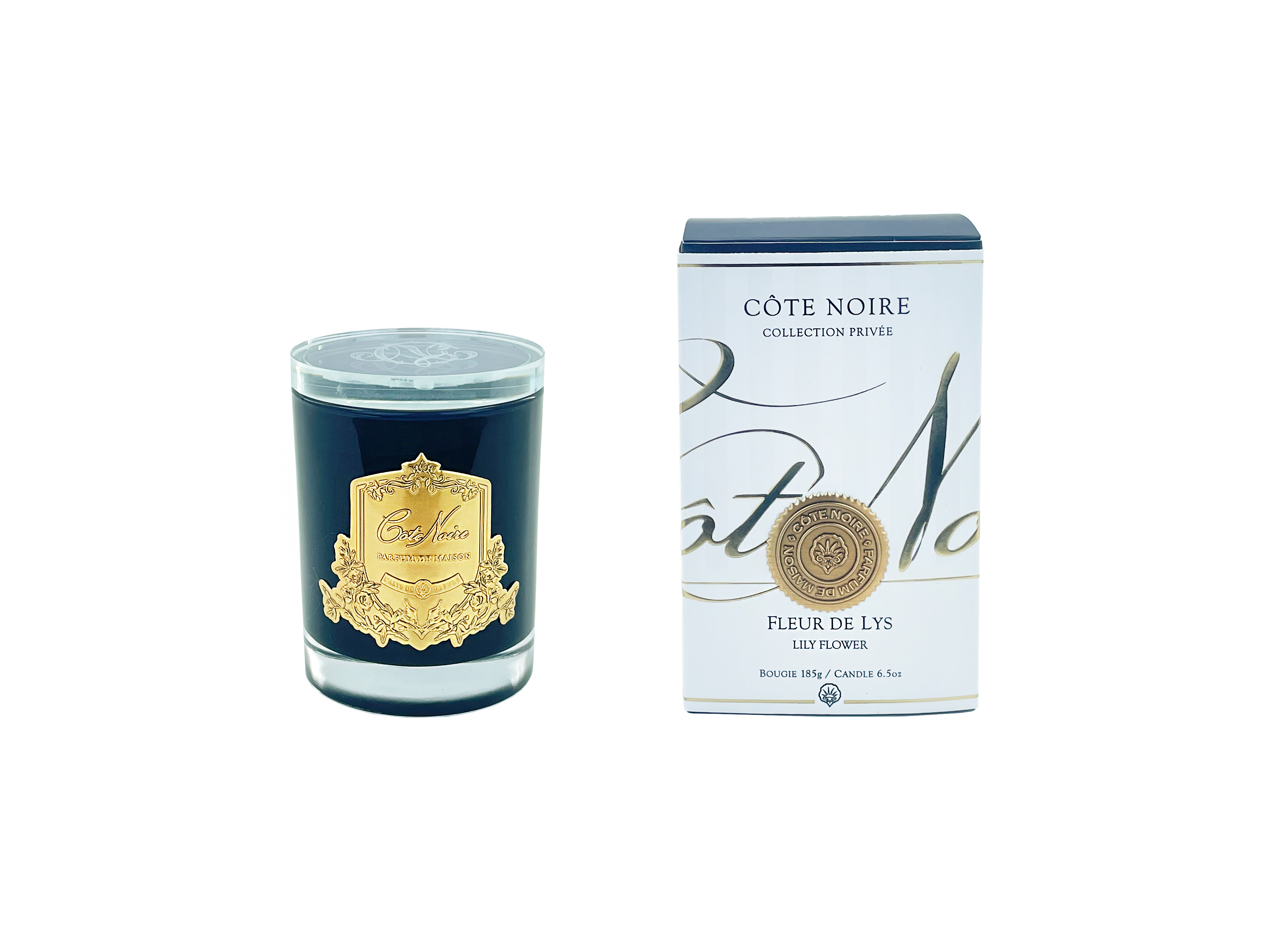Côte Noire Soy Blend Candles 450C bougie lys 450g doré