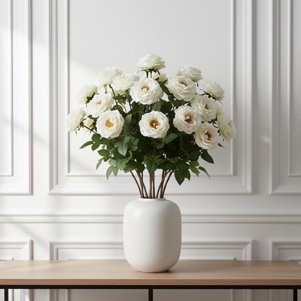 Sia Sophie tige rose artificielle ouverte 64cm blanc