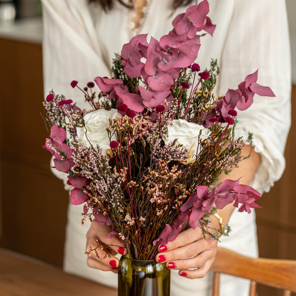 Flowrette Marais bouquet stabilisé roses blanches