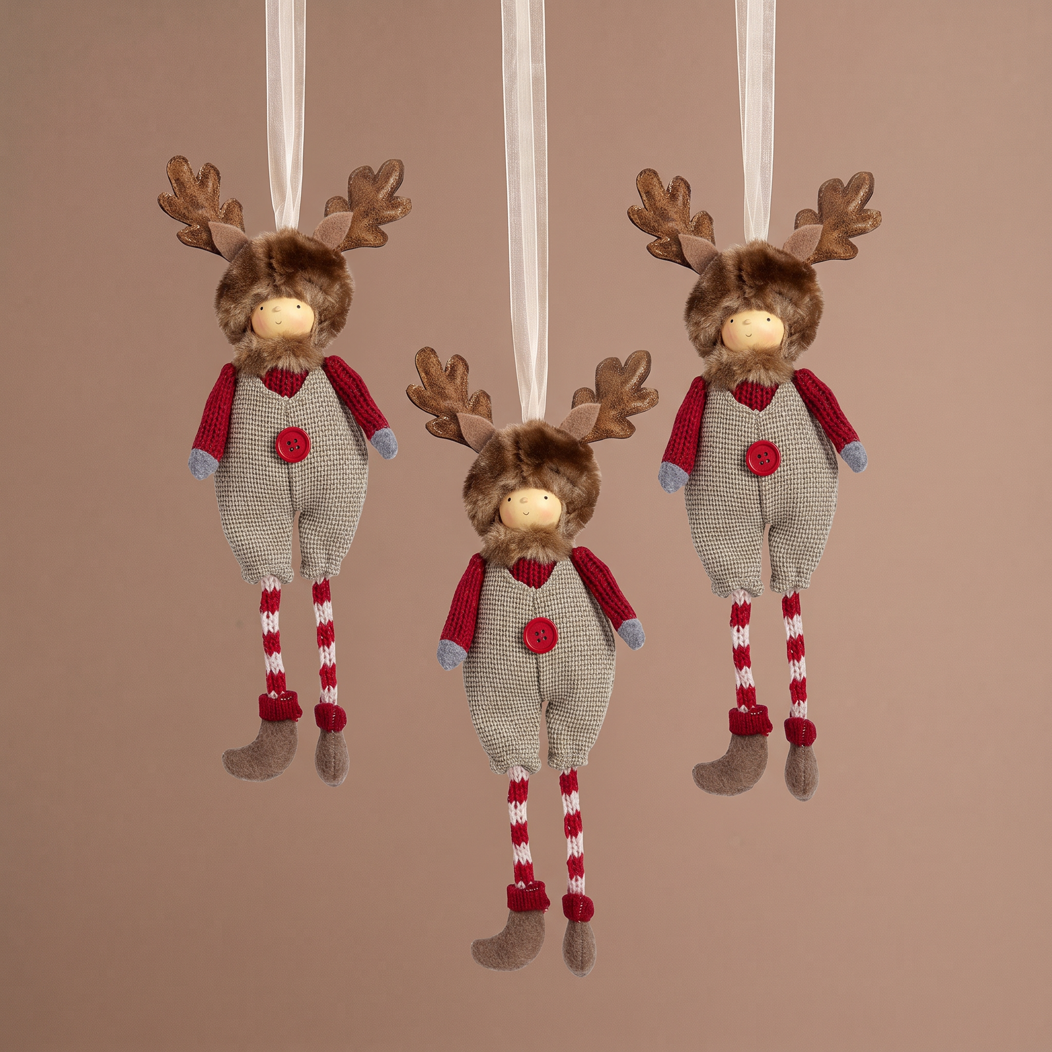 Sia Home Rudy Garçon figurine Noël rouge beige 33 cm