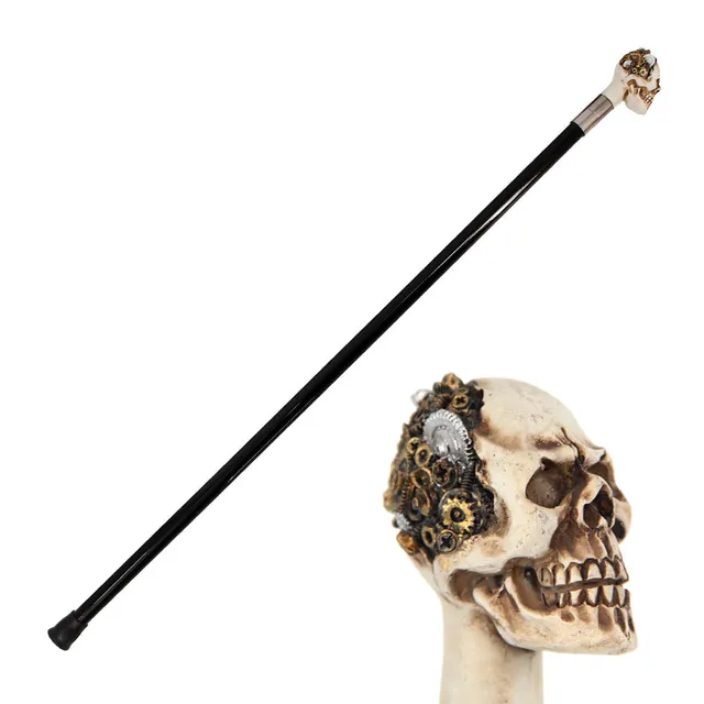 Feuillazur Rungis Canne tête de mort déco Halloween métal noir