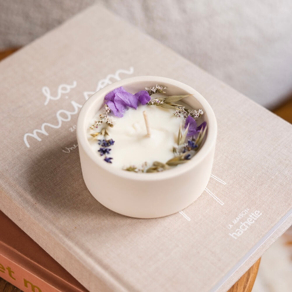 Flowrette Bougies Bougie fleurie lavandin cire soja pot céramique