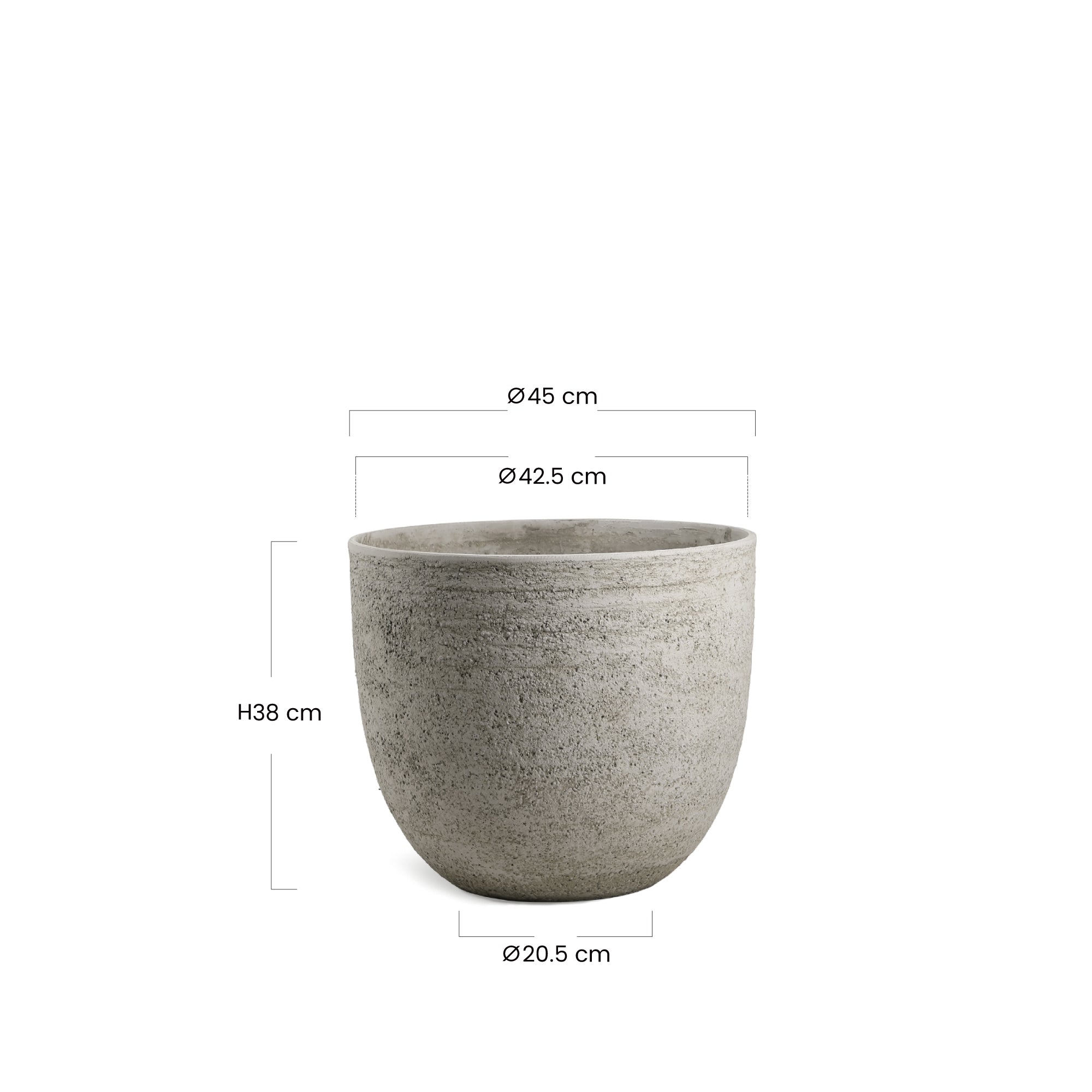 Sia Home Cache-pots Terra arrondi 38 cm gris clair