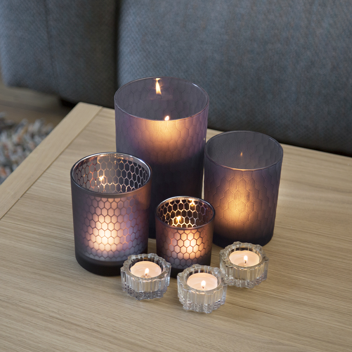 Sia Home Palm Petit Format photophore verre violet lot 2