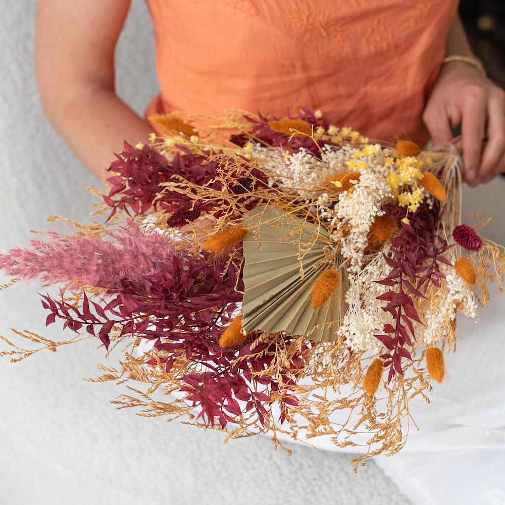 Flowrette Nature bouquet fleurs séchées terracotta bordeaux