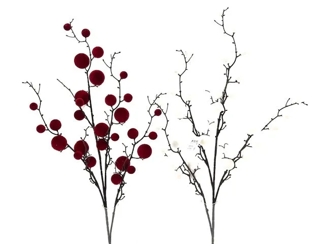 Feuillazur Rungis Branche De Boule fleur Noël rouge 80 cm