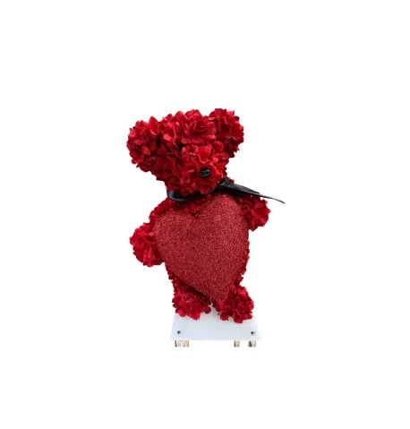 Feuillazur Rungis Ours en fleurs fleur rouge cœur