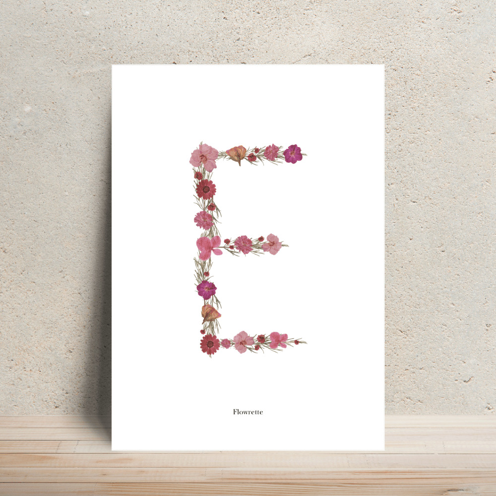 Flowrette affiche A4 herbier lettre R rose