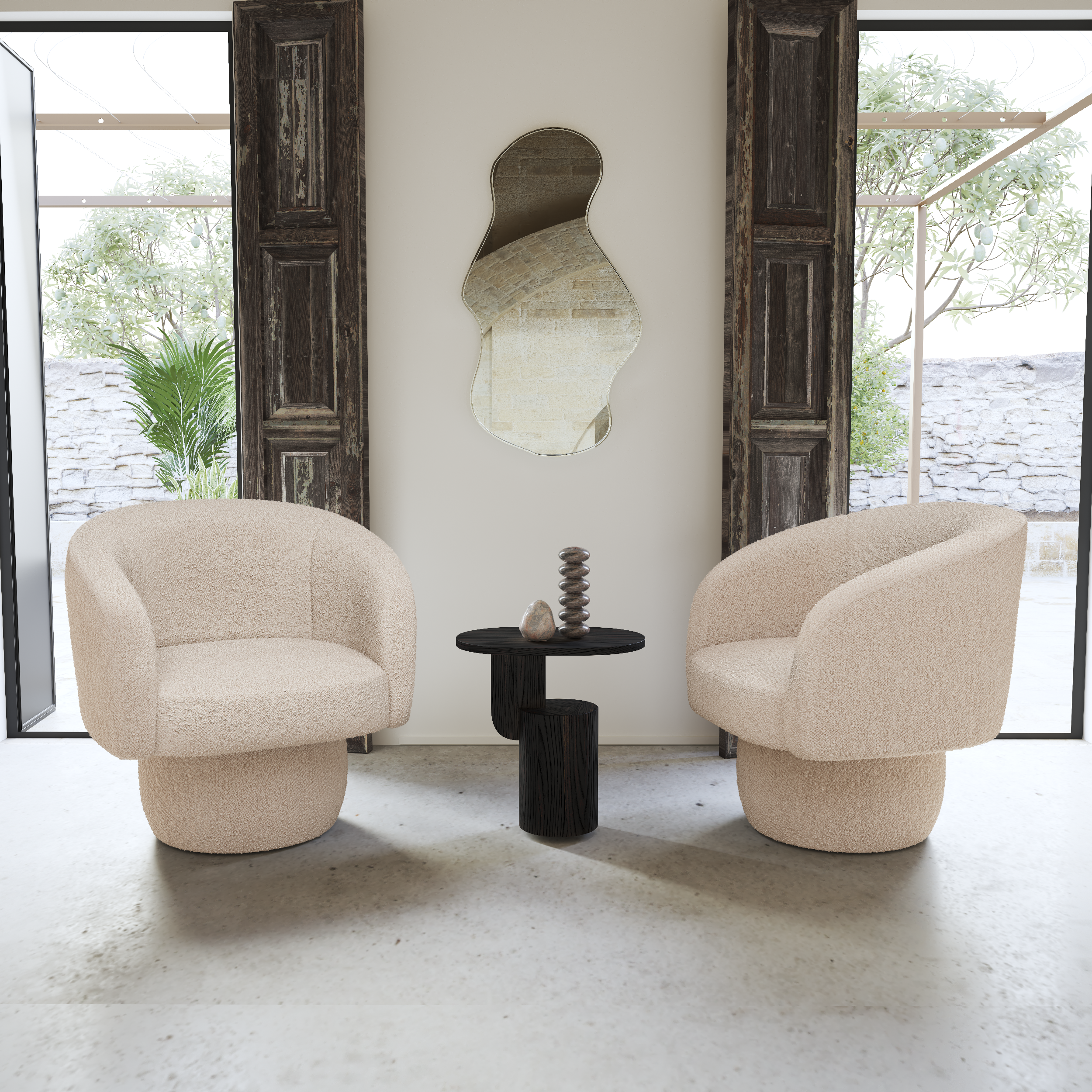 Sia Home Orson fauteuil pivotant crème 72 cm tissu