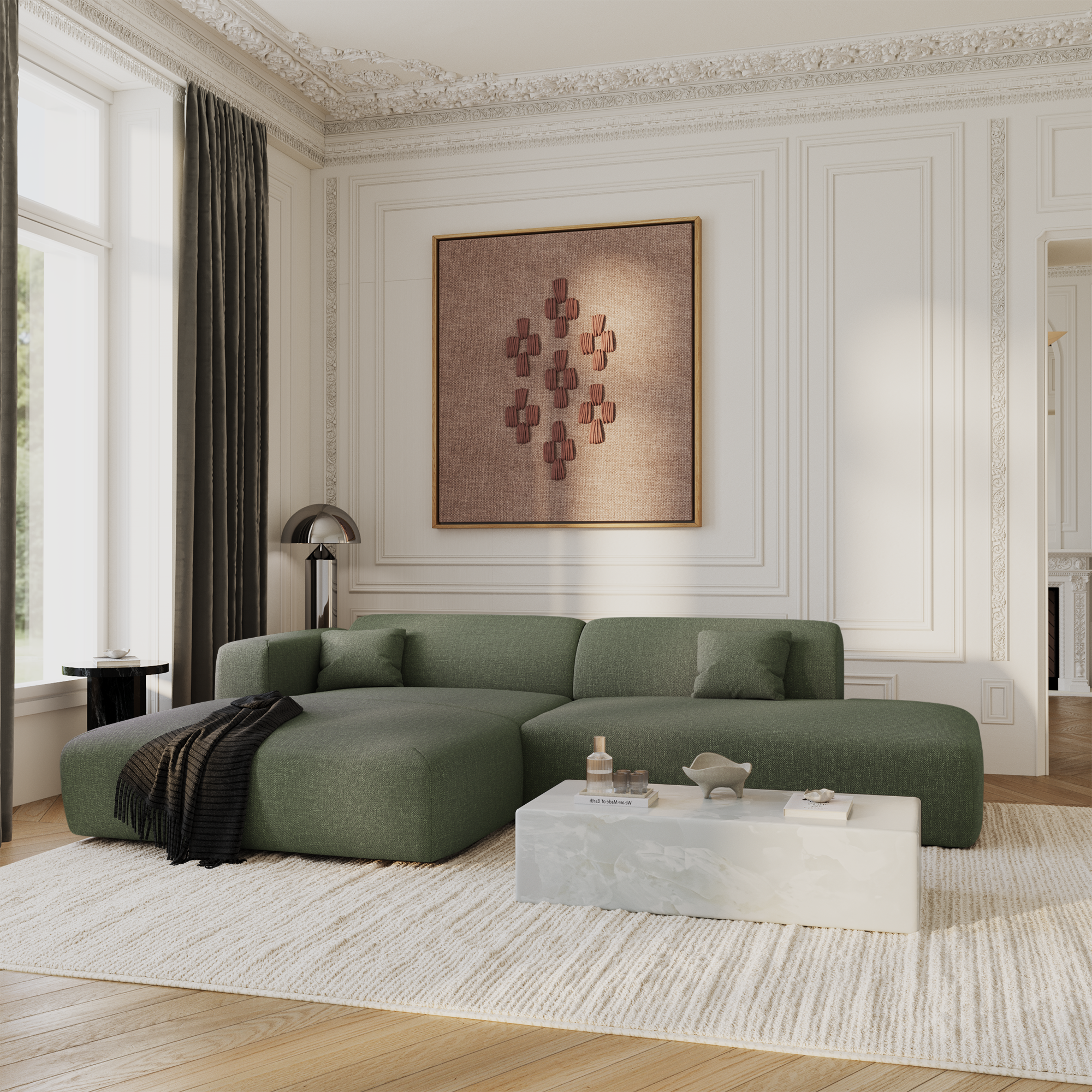 Sia Home Myra canapé d'angle gauche 5 places beige