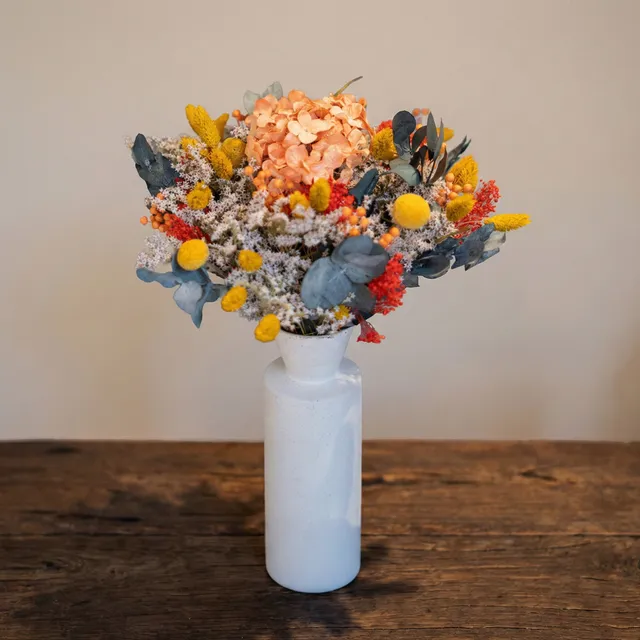 Flowrette Prévert bouquet fleurs séchées orange mixte