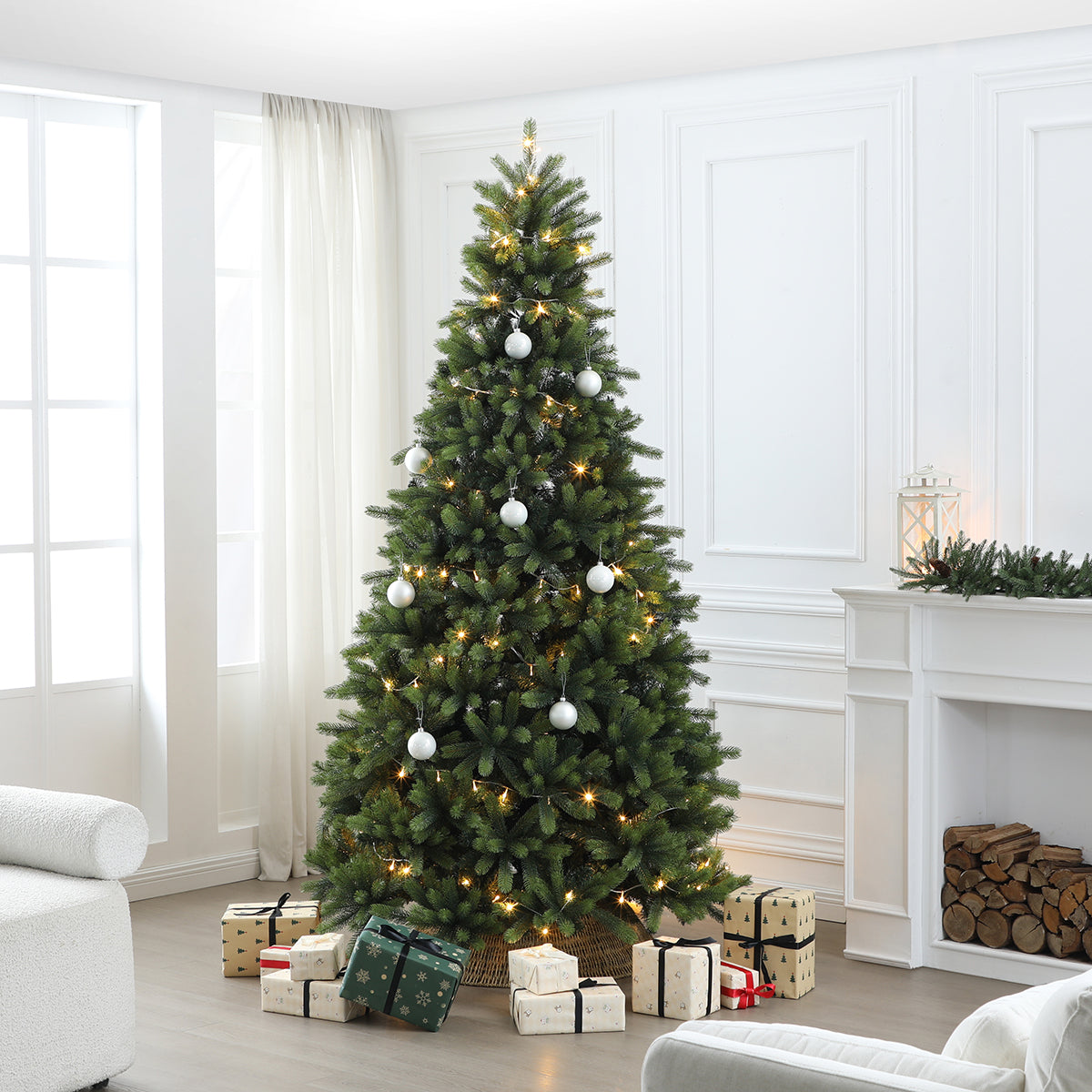 Sia Home coffret 4 boules Noël verre 8 cm blanc rouge