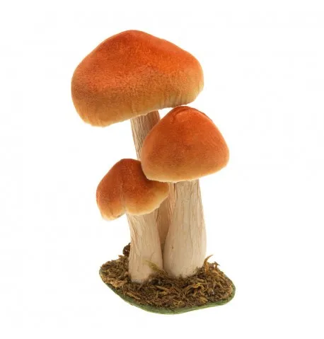 Feuillazur 3 champignons orange champignons artificiels sur socle