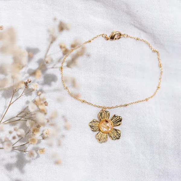 Flowrette Daisy bracelet fleurs séchées doré