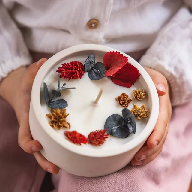 Flowrette Bougie fleurie Fleur de Noël bougie cire de soja