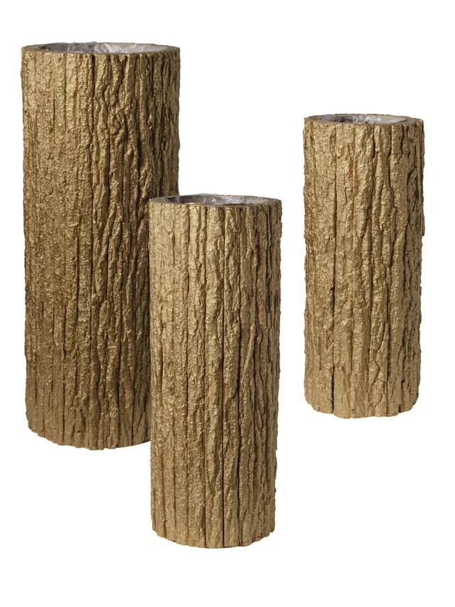 Feuillazur Rungis Contenants Décoration vase bois doré rond 35x90cm