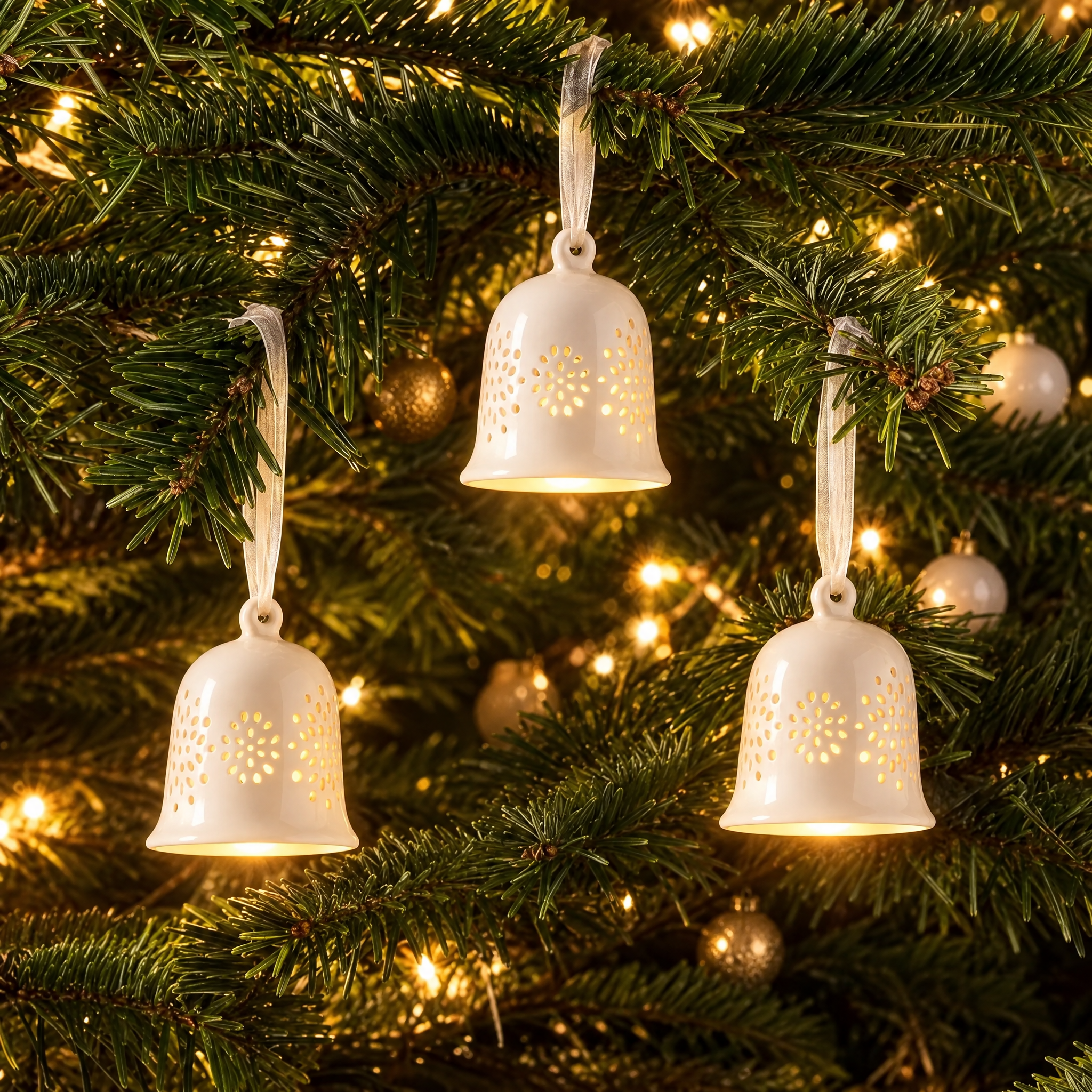 Sia Home Boules suspensions Noël Cloche LED beige