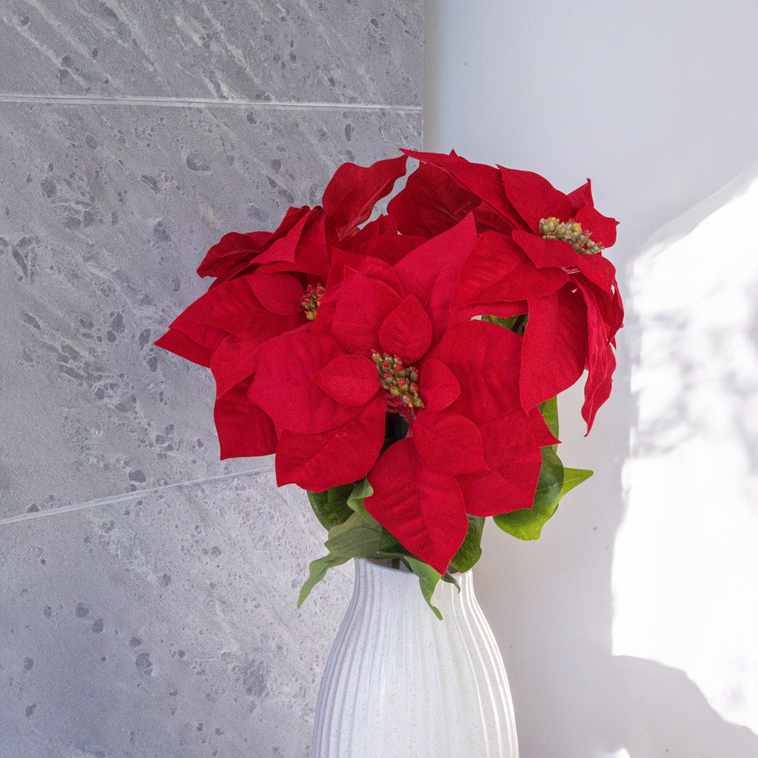 Flowrette Tige de Poinsettia fleur artificielle rouge x1 Noël