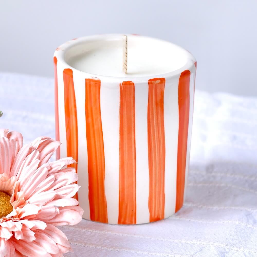 Flowrette Bougie rayée bougie parfumée orange soja