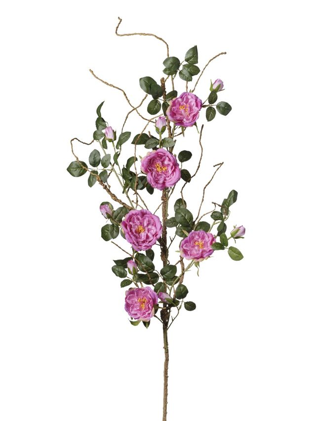 Feuillazur Rungis Branche de Rosier fleur artificielle jaune 125 cm